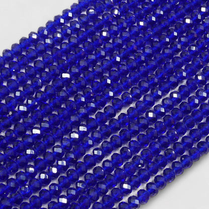 Crystal Faceted Rondelle Cobalt Blue, 2mm 4mm 6mm 8mm