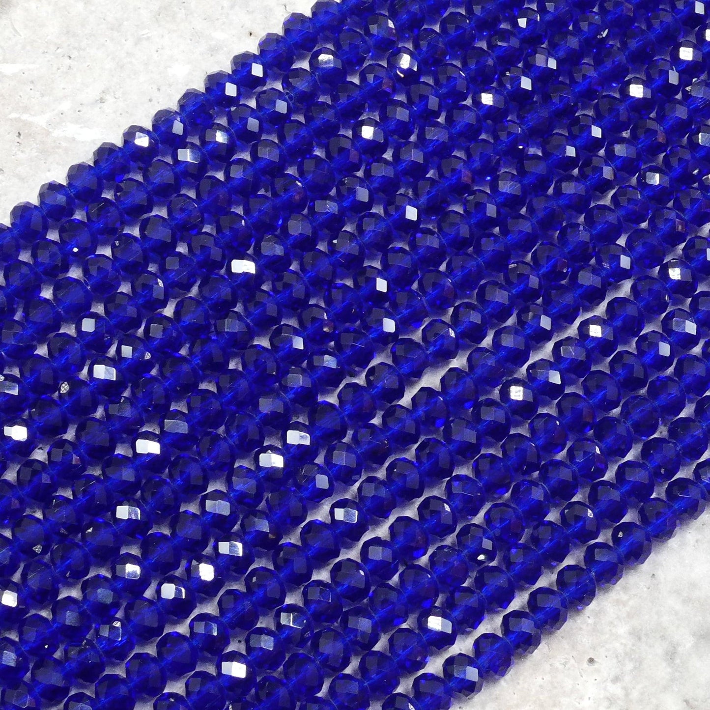 Crystal Faceted Rondelle Cobalt Blue, 2mm 4mm 6mm 8mm