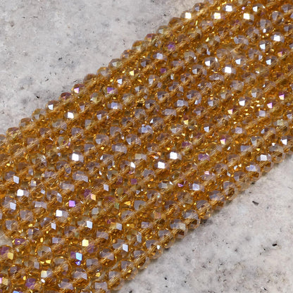 Crystal Faceted Rondelle Light Colorado Topaz AB, 2mm 4mm 6mm 8mm
