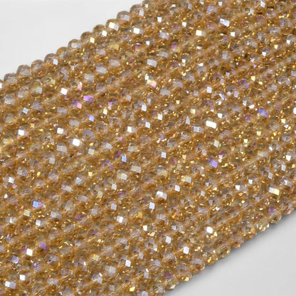 Crystal Faceted Rondelle Light Colorado Topaz AB, 2mm 4mm 6mm 8mm